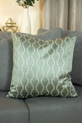 Ashley Wilde Sage Green/Eau De Nil Nash Embroidered Feather Filled Cushion