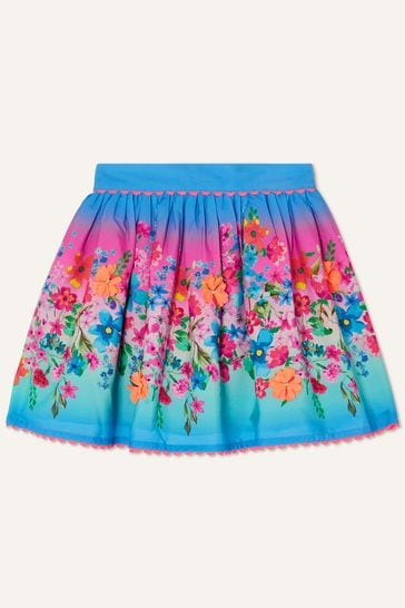 Monsoon Blue Ombre Floral Print Skirt
