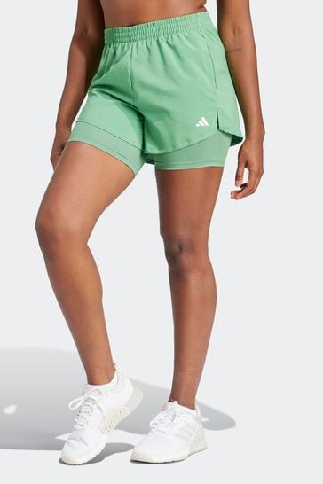 adidas Green Aeroready Made For Training Minimal Two In One Shorts