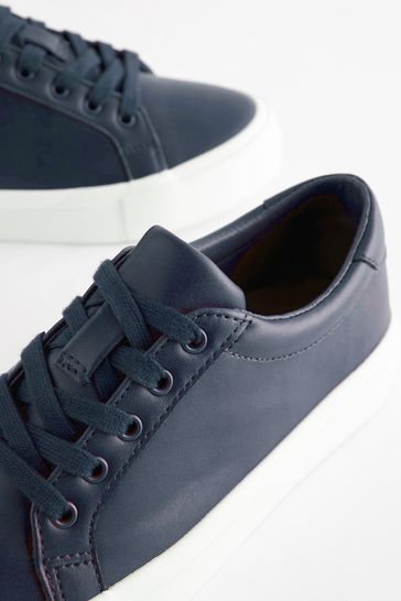 Buy Navy Blue Lace Up Smart Trainers from Next Kuwait