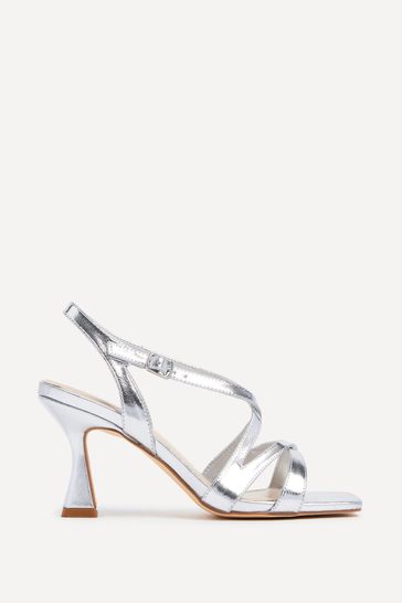 Silver sales heeled sandals