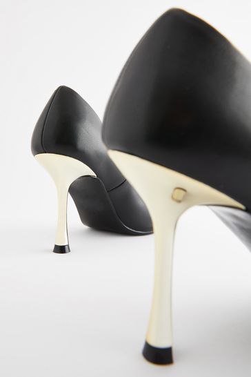 Black Forever Comfort Metallic Heel Court Shoes