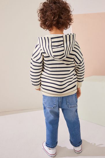 Blue hoodie clearance with white stripes