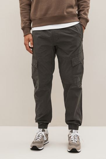 Charcoal Grey Slim Tapered Stretch Utility Cargo Trousers