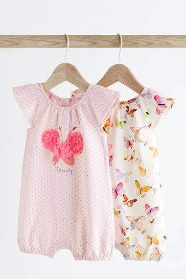 Buy Pink Butterfly Baby Romper 2 Pack from Next Luxembourg
