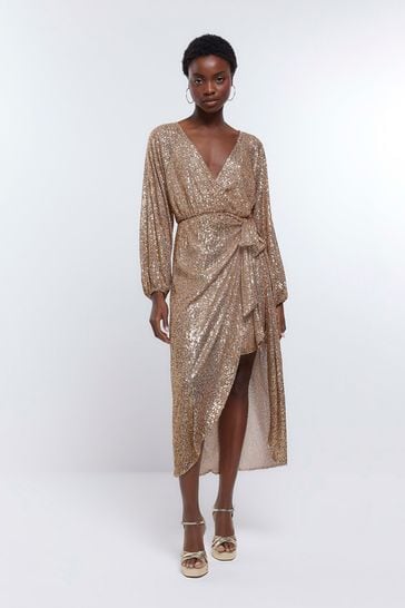 Gold kimono dress online
