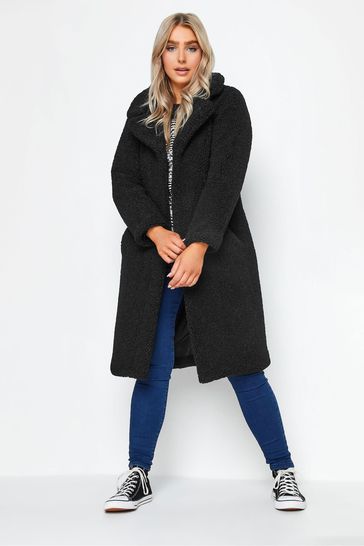 Longline borg hot sale coat black