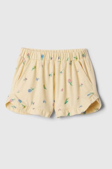 Gap Yellow Floral Pull On Ruffle Shorts (3mths-5yrs)