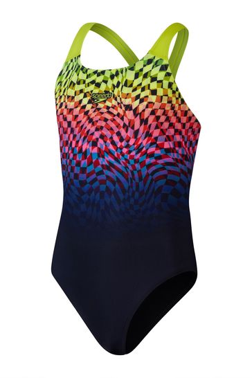 Speedo Girls Digital Placement Powerback Black Swimsuit