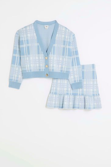 Buy River Island Blue Girls Check Frill Cardigan Set from Next Germany
