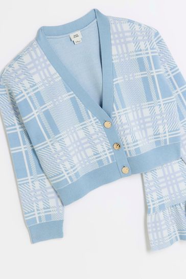 Buy River Island Blue Girls Check Frill Cardigan Set from Next
