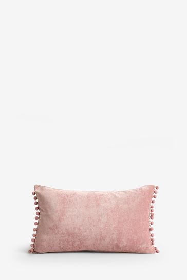 Blush pink pom pom cushion best sale