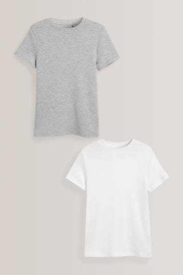 Pack de 2 camisetas térmicas de manga corta en gris/blanco (2-16años)