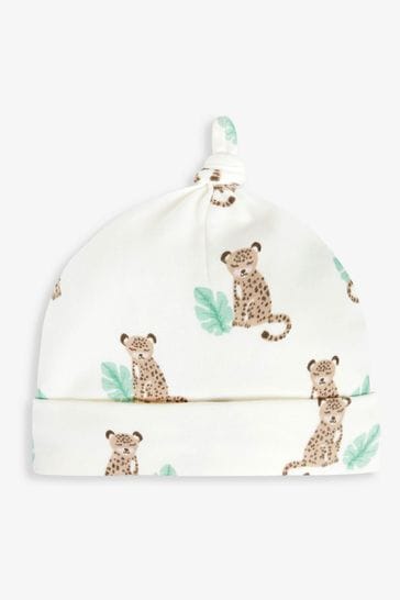 JoJo Maman Bébé Cream Leopard Print Cotton Baby Hat