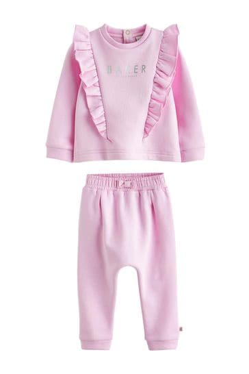 Baker by Ted Baker Pink Frill Sweater and Jogger Set