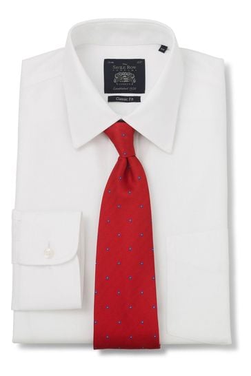 Savile Row White Twill Classic Fit NoIron Single Cuff Shirt