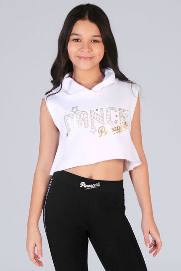 Buy Pineapple White Sleeveless Girls Dance Crop Hoodie from Next Denmark