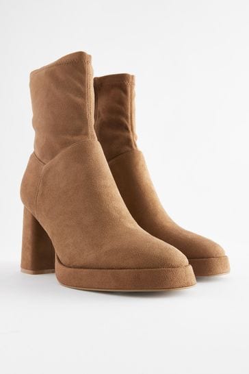 Tan platform shop ankle boots