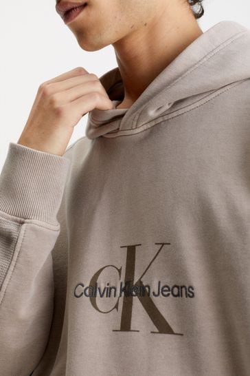 Buy Calvin Klein Jeans Monologo Mineral Dye Brown Hoodie from Next Austria