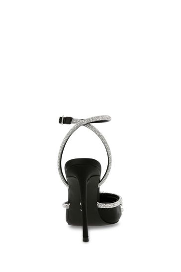 Black satin heels cheap with ankle strap