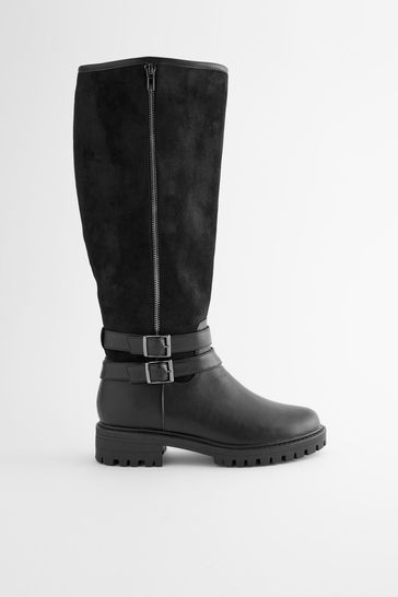 Buy Black Regular Wide Fit Forever Comfort Buckle Detail Knee