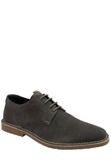 Frank Wright Grey Mens Suede Lace-Up Desert Shoes