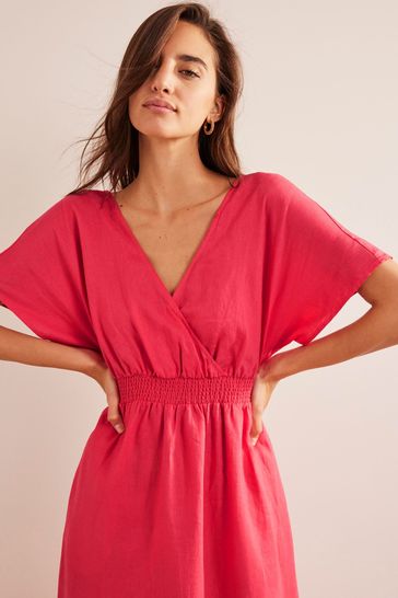 Buy Boden Pink Linen Kaftan Maxi Dress from Next Luxembourg