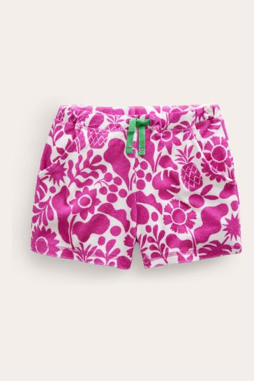Boden Pink Printed Towelling Shorts