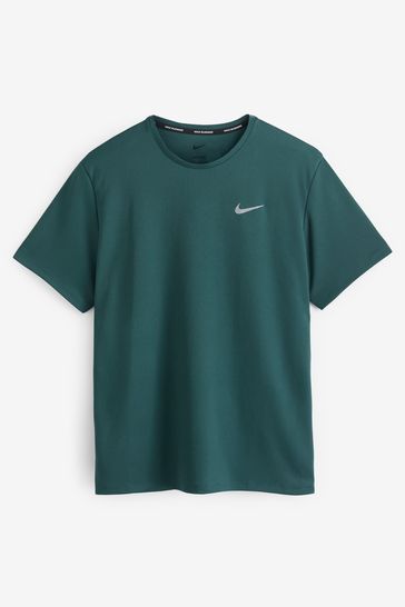 Nike Dark Green Miler Dri FIT UV Running T Shirt