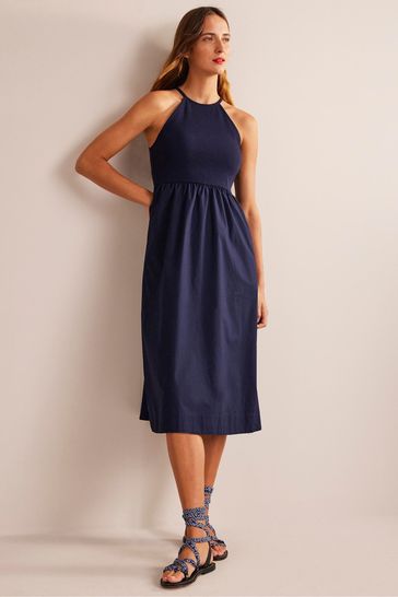 Buy Boden Blue Rib Halter Dress from Next Luxembourg