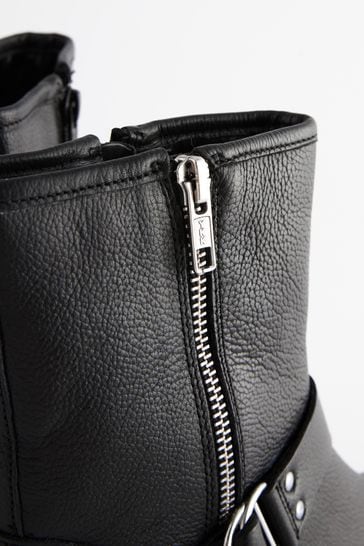 Leather biker clearance ankle boots