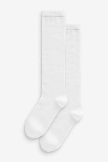White Modal Blend Knee High Socks 2 Pack