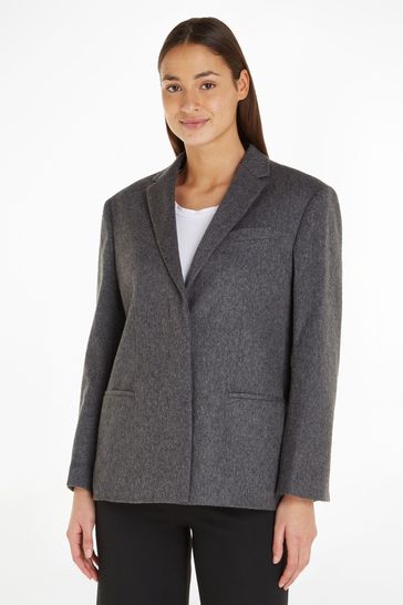 Buy Calvin Klein Grey Wool Tailored Blazer from Next Denmark