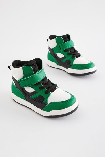 Buy Bright Green Elastic Lace Touch Fastening High Top Trainers