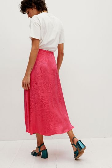Pink jacquard midi skirt store
