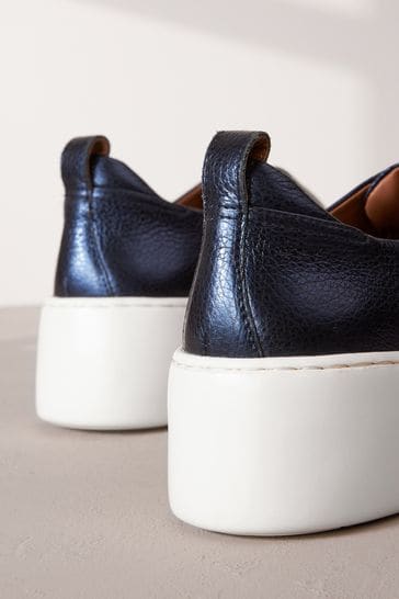Buy Blue Signature Forever Comfort Leather Chunky Wedge Platform