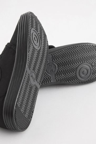 Buy Black Standard Fit F Embroidered Strap School Plimsolls from Next Ukraine