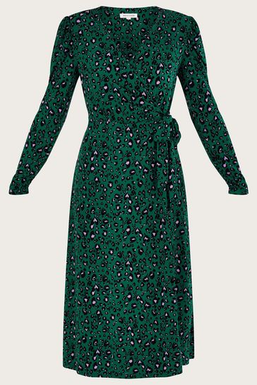 Buy Monsoon Green Print Wrap Dress from Next Ireland