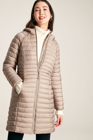 Joules Bramley Pearl Showerproof Long Packable Padded Coat