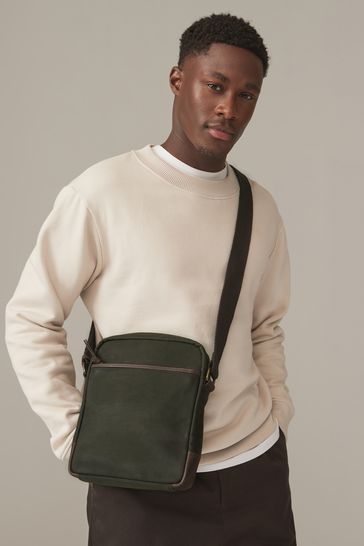 Buy Khaki Green Wax Cotton Cross Body Bag from Next Bahrain