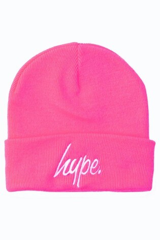 Hype. Fluorescent Pink Script Beanie