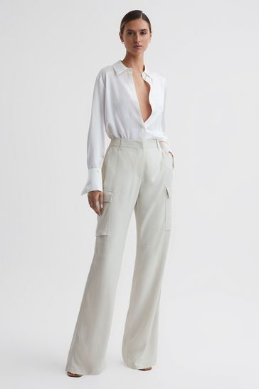 Reiss Neutral Drew Wide Leg Combat Trousers