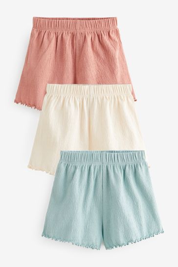 Blue Pink Textured Shorts 3 Pack (3mths-7yrs)