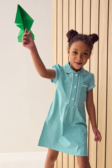 Green gingham shop school dress