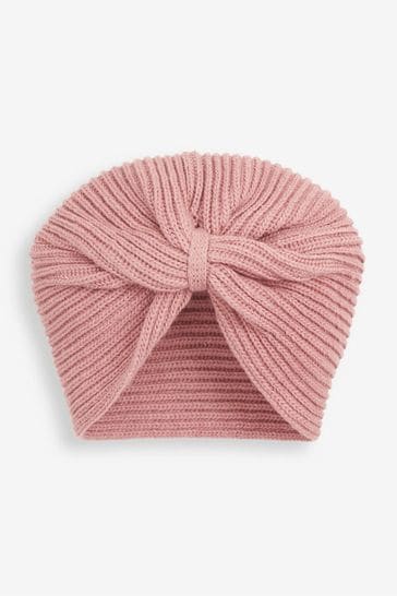 JoJo Maman Bébé Pink Girls' Knitted Turban