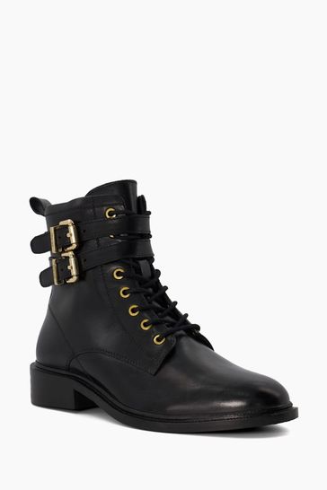 Buy Dune London Black Double Buckle Lace Up Phyllis Boots from Next Croatia