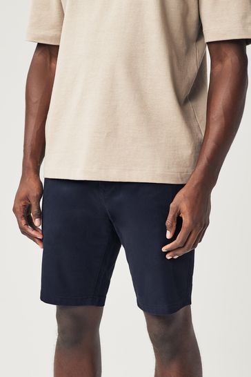 Navy Blue Skinny Fit Stretch Chinos Shorts