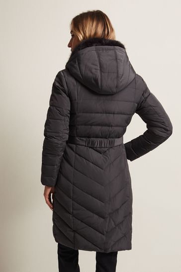 Phase Eight Grey Bobbie Midi Puffer Jacket