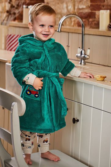 JoJo Maman Bébé Green Boys' Tractor Dressing Gown