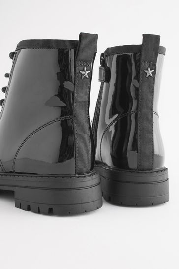 Patent leather new arrivals lace up booties
